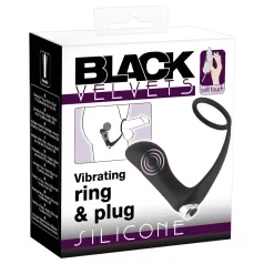 Black Velvets - analvibrator med penisring - svart