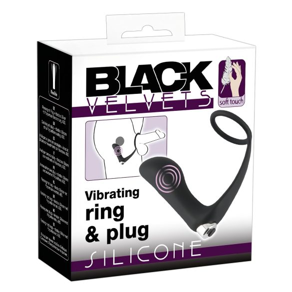 Black Velvets - analvibrator med penisring - svart