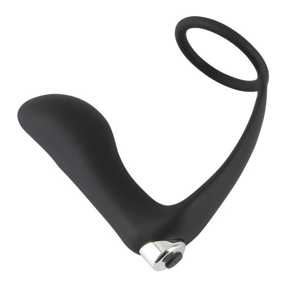 Black Velvets - analvibrator med penisring - svart