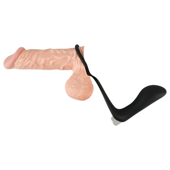 Black Velvets - analvibrator med penisring - svart