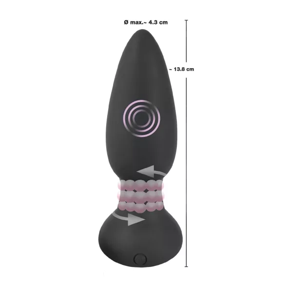 Black Velvets - roterande analvibrator med pärlor - svart