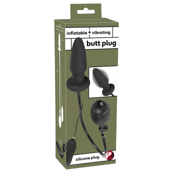 You2Toys - uppblåsbar analplugg vibrator - svart