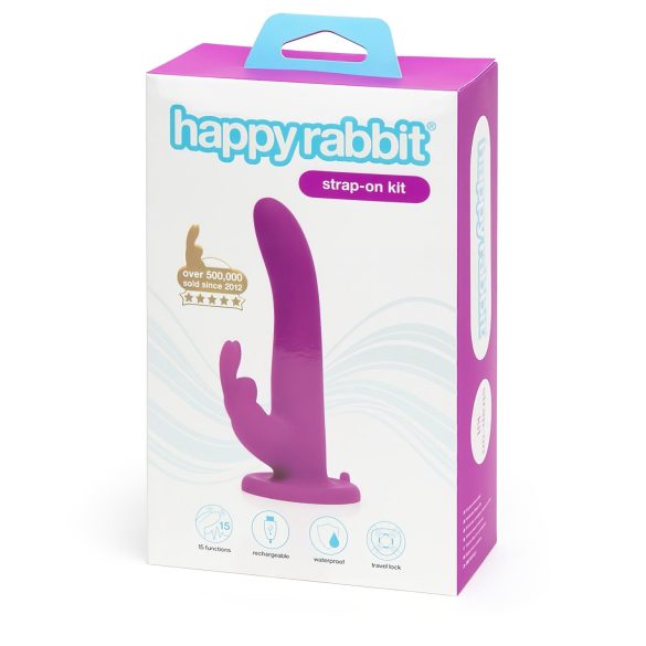 Happyrabbit Strap-On - kaninbälte med vibrator (lila)