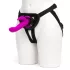 Happyrabbit Strap-On - kaninformad, klitoriskontakt vibrerande strap-on (lila)