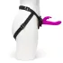 Happyrabbit Strap-On - kaninformad, klitoriskontakt vibrerande strap-on (lila)