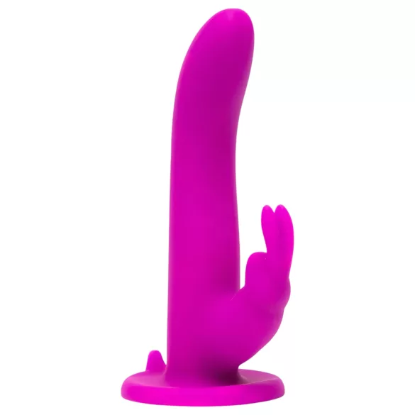 Happyrabbit Strap-On - kaninformad, klitoriskontakt vibrerande strap-on (lila)