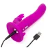 Happyrabbit Strap-On - kaninformad, klitoriskontakt vibrerande strap-on (lila)