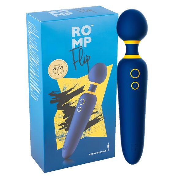 ROMP Flip Wand - uppladdningsbar, vattentät massagerande vibrator (blå)