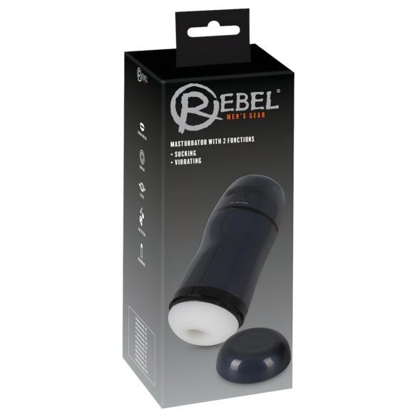 Rebel - 2i1 sugande, vibrerande masturbator (svart)