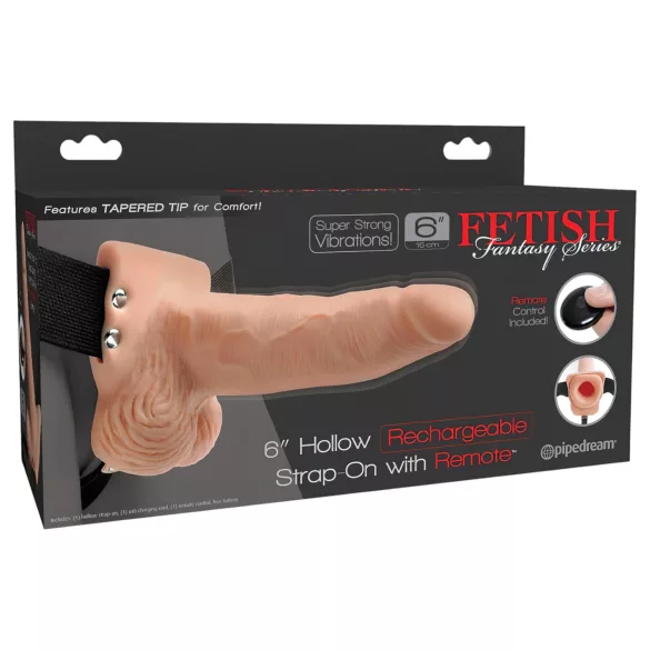 Pipedream - Fetish Strap-On 6 - ihålig strap-on‑vibrator (naturfärgad)