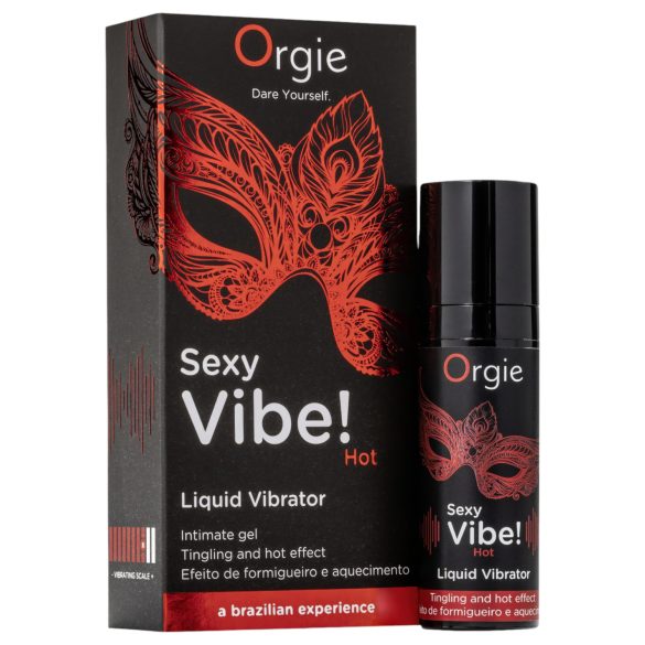 Orgie Sexy Vibe HOT - Jordgubb, värmande flytande vibrator (15 ml)