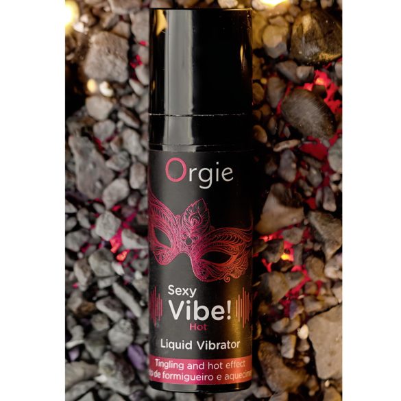 Orgie Sexy Vibe HOT - Jordgubb, värmande flytande vibrator (15 ml)