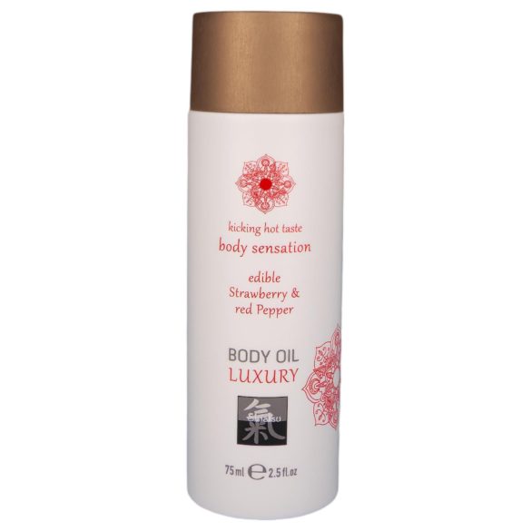 Shiatsu lyx olja - ätbar massage - jordgubb & rödpeppar (75ml)