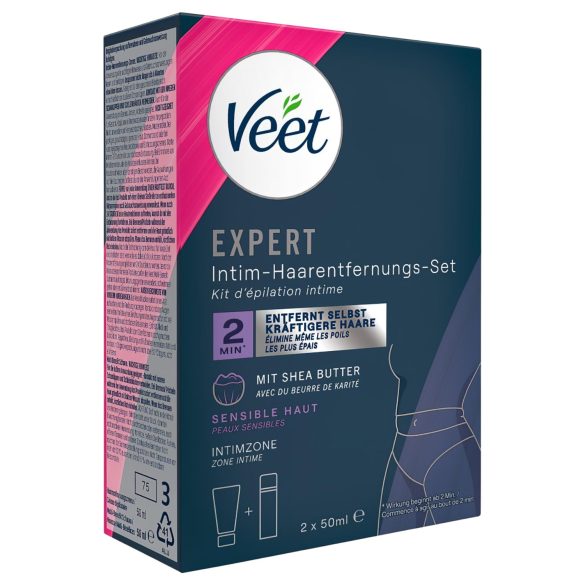 Veet - intim hårborttagningskräm och återfuktande mousse för kvinnor (2×50 ml)