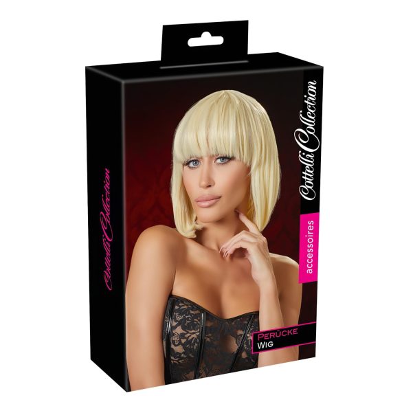 Cottelli - Medium bob peruk med lugg (blond)