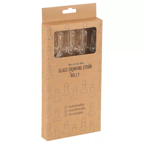 Straw Willy - sugrör med penis - genomskinlig plast - 4-pack