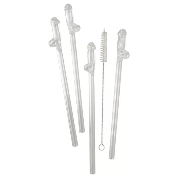 Straw Willy - sugrör med penis - genomskinlig plast - 4-pack