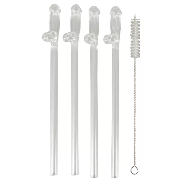 Straw Willy - sugrör med penis - genomskinlig plast - 4-pack