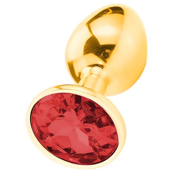 Sunfo - analplugg i metall - röd sten - guld
