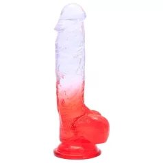   Sunfo - dildo med sugkopp och pung - 21cm - genomskinlig röd