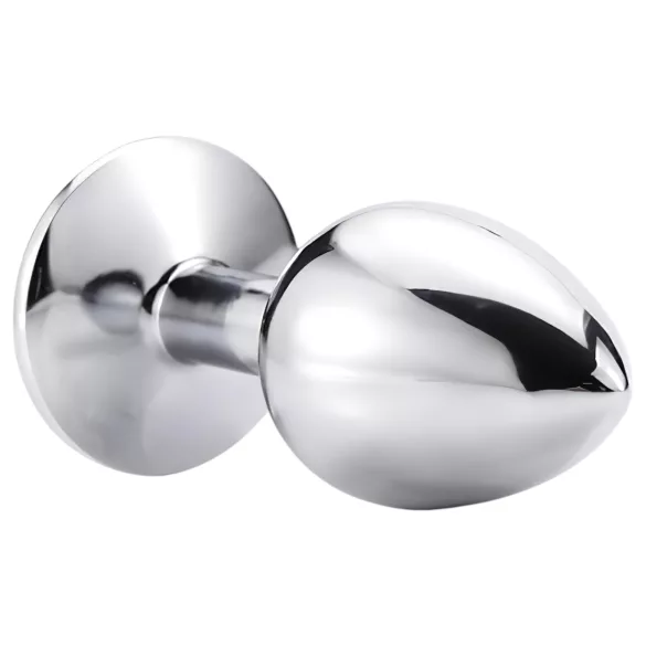 Sunfo - metall analplugg med vit sten - silver