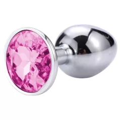 Sunfo - analplugg metall med rosa sten - silver