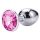Sunfo - metall analplugg med rosa sten (silver)