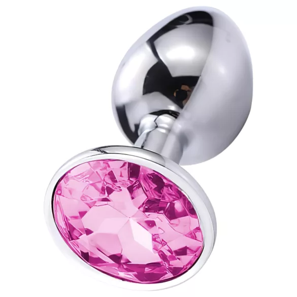 Sunfo - analplugg metall med rosa sten - silver