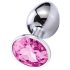 Sunfo - metall analplugg med rosa sten (silver)
