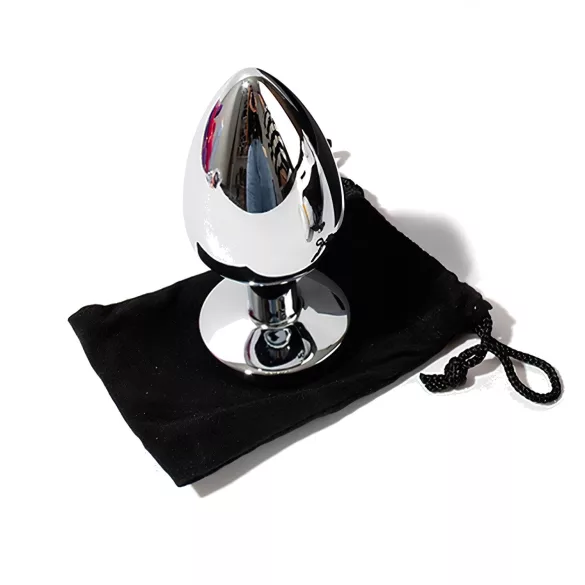 Sunfo - analplugg metall med rosa sten - silver