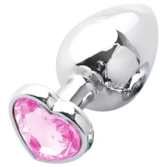 Sunfo - analplugg metall hjärtformad sten silver-rosa
