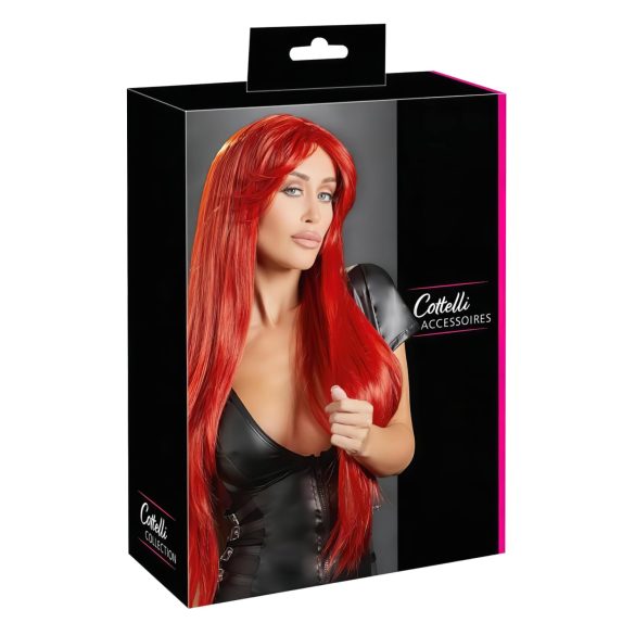 Cottelli - lång röd peruk