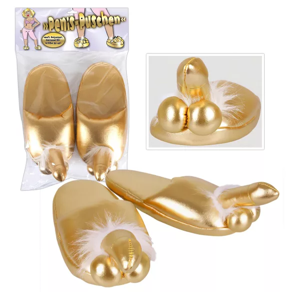 Péniszes papucs - tofflor med penis - guld