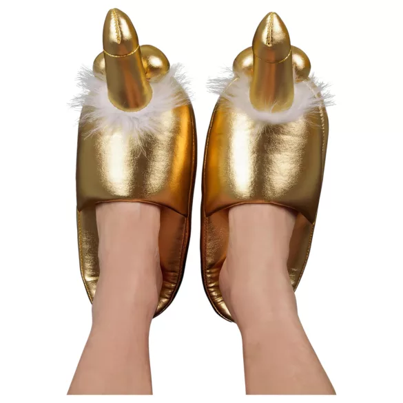 Péniszes papucs - tofflor med penis - guld