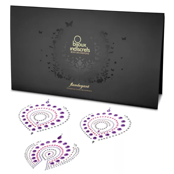 Glittrande diamanter intim smyckesset - 3‑delat (rosa‑lila)