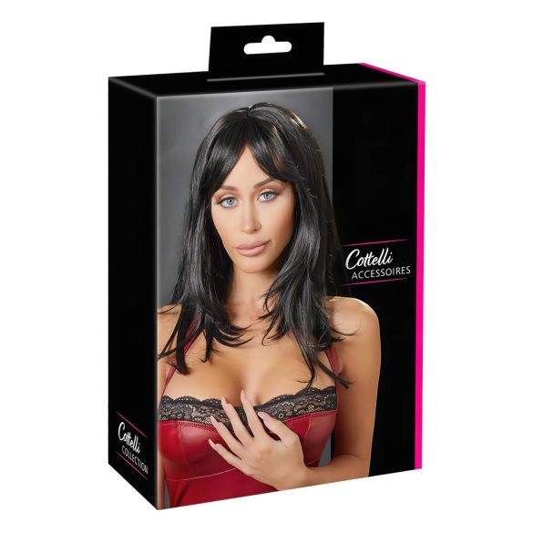 Cottelli - peruk - lång svart syntethår