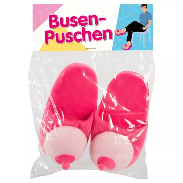 Plysch tofflor - bröstform - rosa