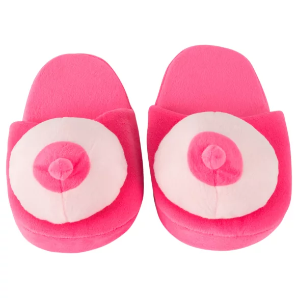 Plysch tofflor - bröstform - rosa