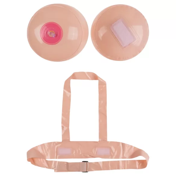 Boob Battle - uppblåsbar strap-on bröstleksak - natur