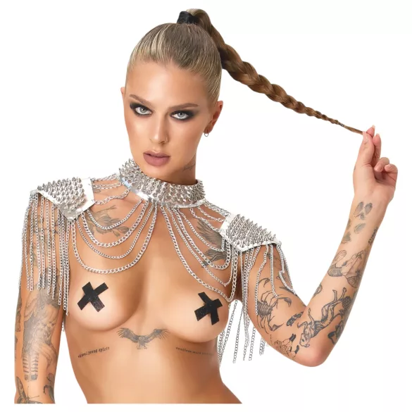 Bad Kitty - axelsmycke med kedjor (silver)