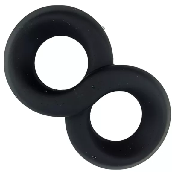 Pulselock Taur - dubbel penis- och pung-ring (svart) - 20 mm