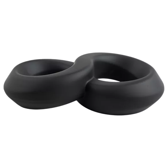 Pulselock Taur - dubbel penis- och pung-ring (svart) - 20 mm