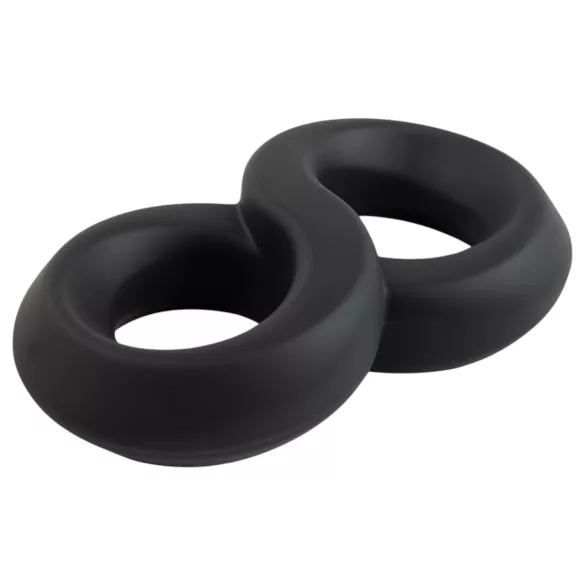 Pulselock Taur - dubbel penis- och pung-ring (svart) - 20 mm