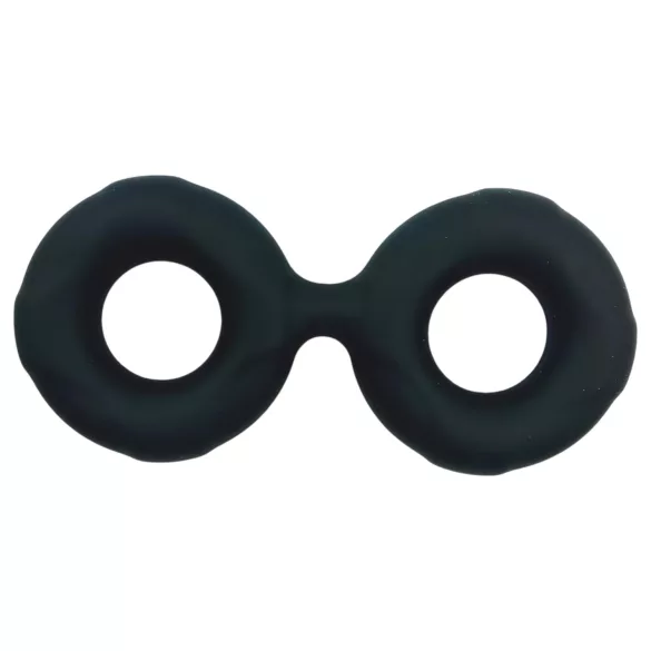 Pulselock Taur - dubbel penis- och pung-ring (svart) - 25 mm