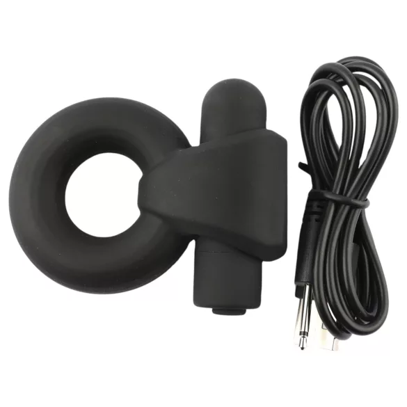 Pulselock Vantr - uppladdningsbar vibrerande penis- och pungring (svart) - 25 mm