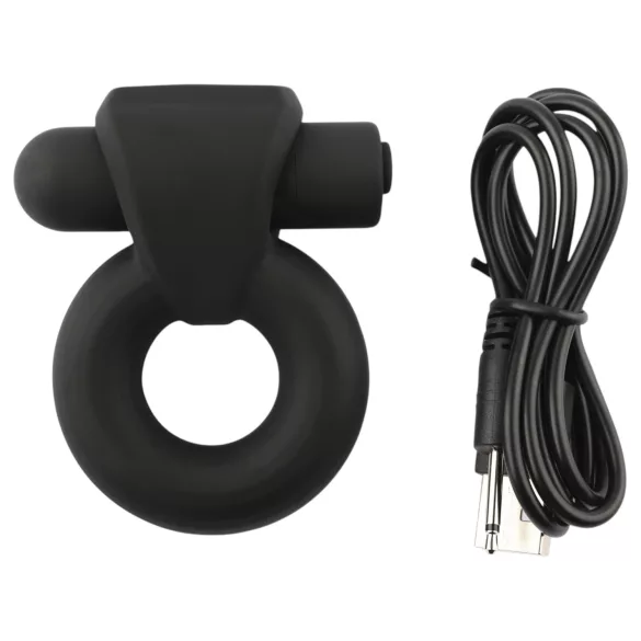 Pulselock Vantr - uppladdningsbar vibrerande penis- och pungring (svart) - 25 mm