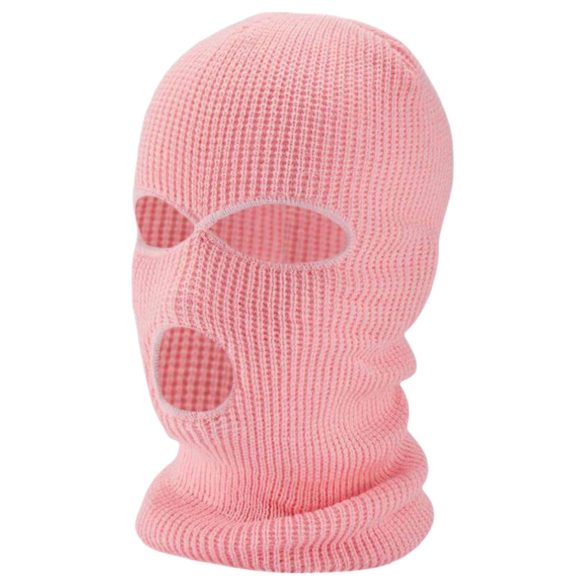 Balaklava - stickad mask med 3 hål (rosa)