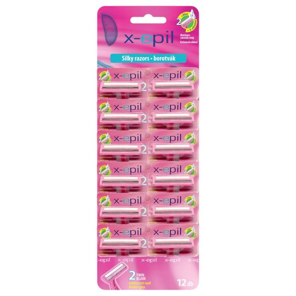 X-Epil Silky - 2-bladig rakhyvel med gummihandtag (12 st)