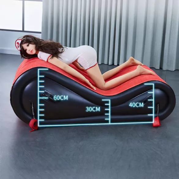 Desirel Magic Pillow - Uppblåsbar BDSM-sexmöbel - med handbojor (röd)
