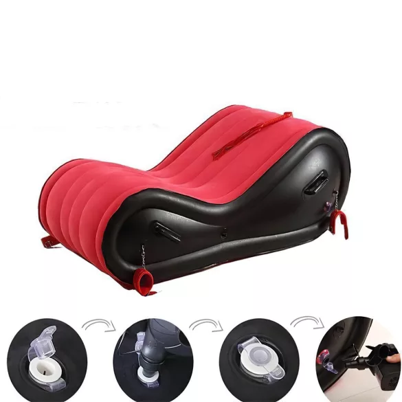 Desirel Magic Pillow - Uppblåsbar BDSM-sexmöbel - med handbojor (röd)